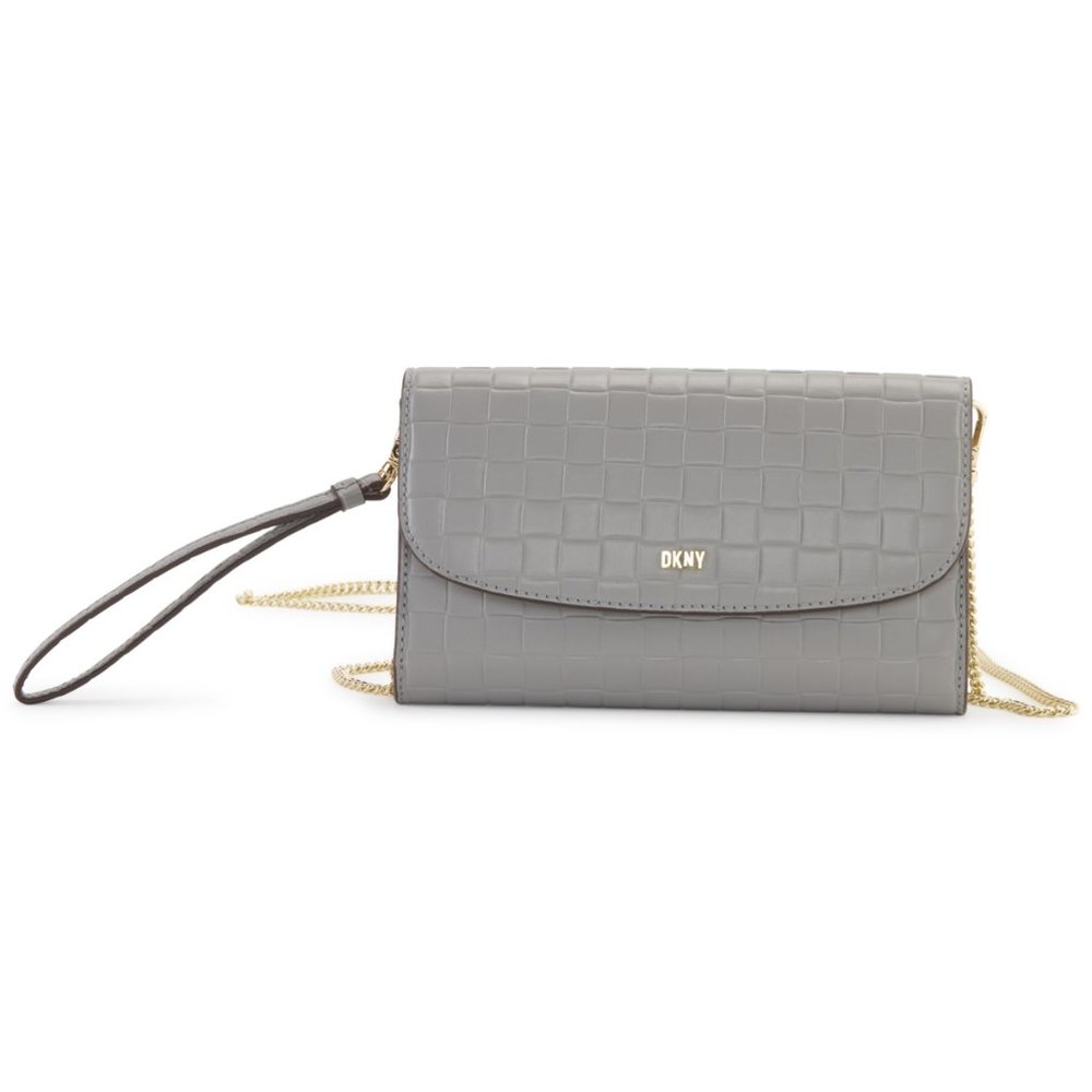 NWT DKNY Gray Wallet Chain Purse R315ZV04
